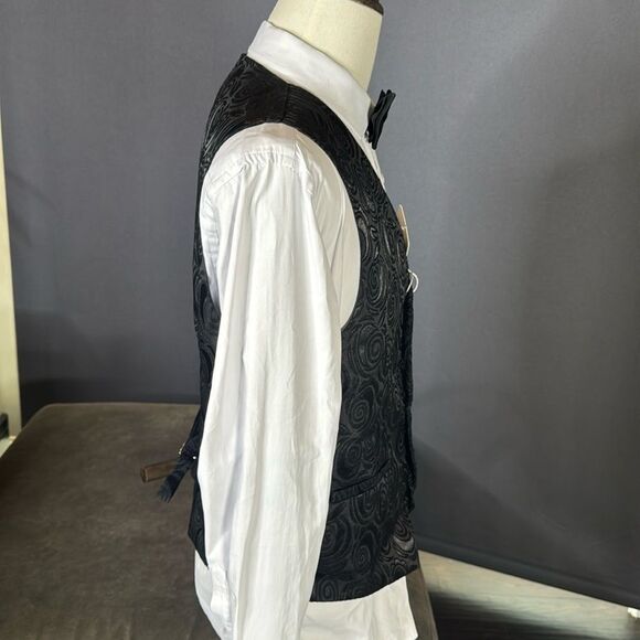 Men’s Black Floral Prom Party Wedding Formal Vest Size 38 NWT - Picture 3 of 8
